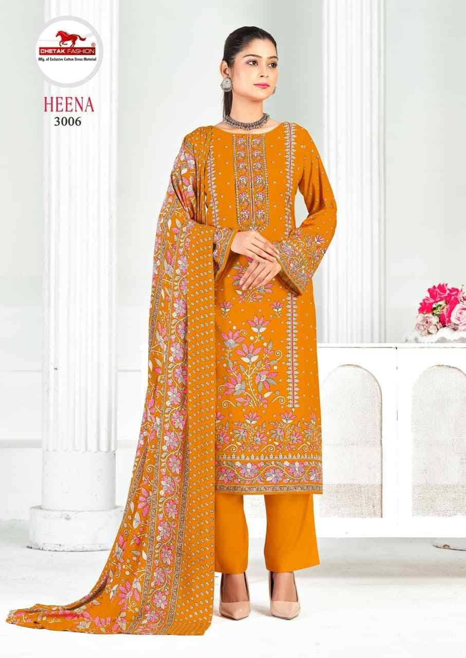 Heena Vol-3 By Chetak Fashion 3001 To 3008 Series Beautiful Festive Suits Colorful Stylish Fancy Casual Wear & Ethnic Wear Rayon Print Dresses At Wholesale Price