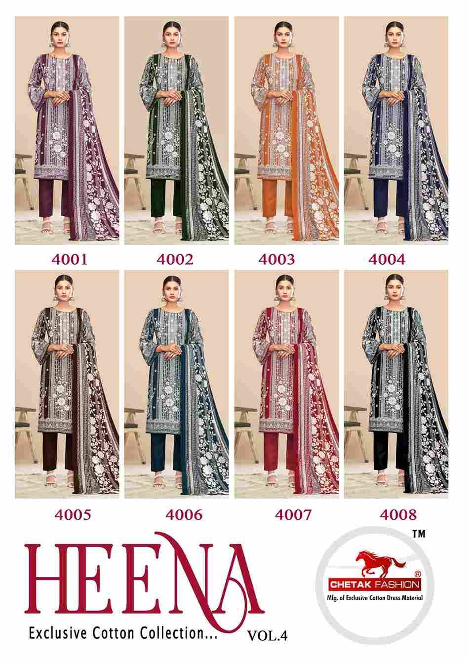 Heena Vol-4 By Chetak Fashion 4001 To 4008 Series Beautiful Festive Suits Colorful Stylish Fancy Casual Wear & Ethnic Wear Rayon Print Dresses At Wholesale Price