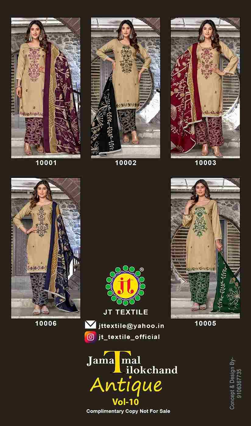 Antique Vol-10 By JT 10001 To 10005 Series Beautiful Festive Suits Colorful Stylish Fancy Casual Wear & Ethnic Wear Rayon Dresses At Wholesale Price