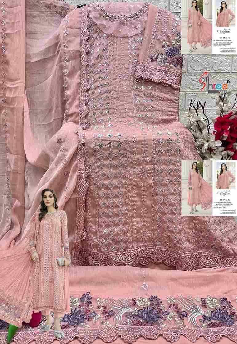 Shree Fabs Hit Design SF-5548 Colours By Shree Fabs SF-5548-A To SF-5548-D Series Beautiful Stylish Pakistani Suits Fancy Colorful Casual Wear & Ethnic Wear & Ready To Wear Chiffon Embroidery Dresses At Wholesale Price