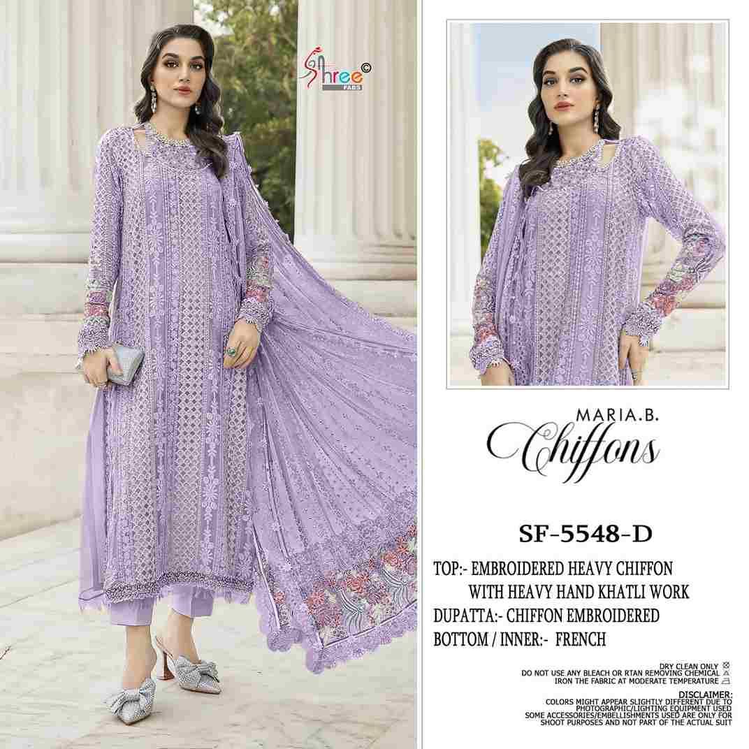 Shree Fabs Hit Design SF-5548 Colours By Shree Fabs SF-5548-A To SF-5548-D Series Beautiful Stylish Pakistani Suits Fancy Colorful Casual Wear & Ethnic Wear & Ready To Wear Chiffon Embroidery Dresses At Wholesale Price