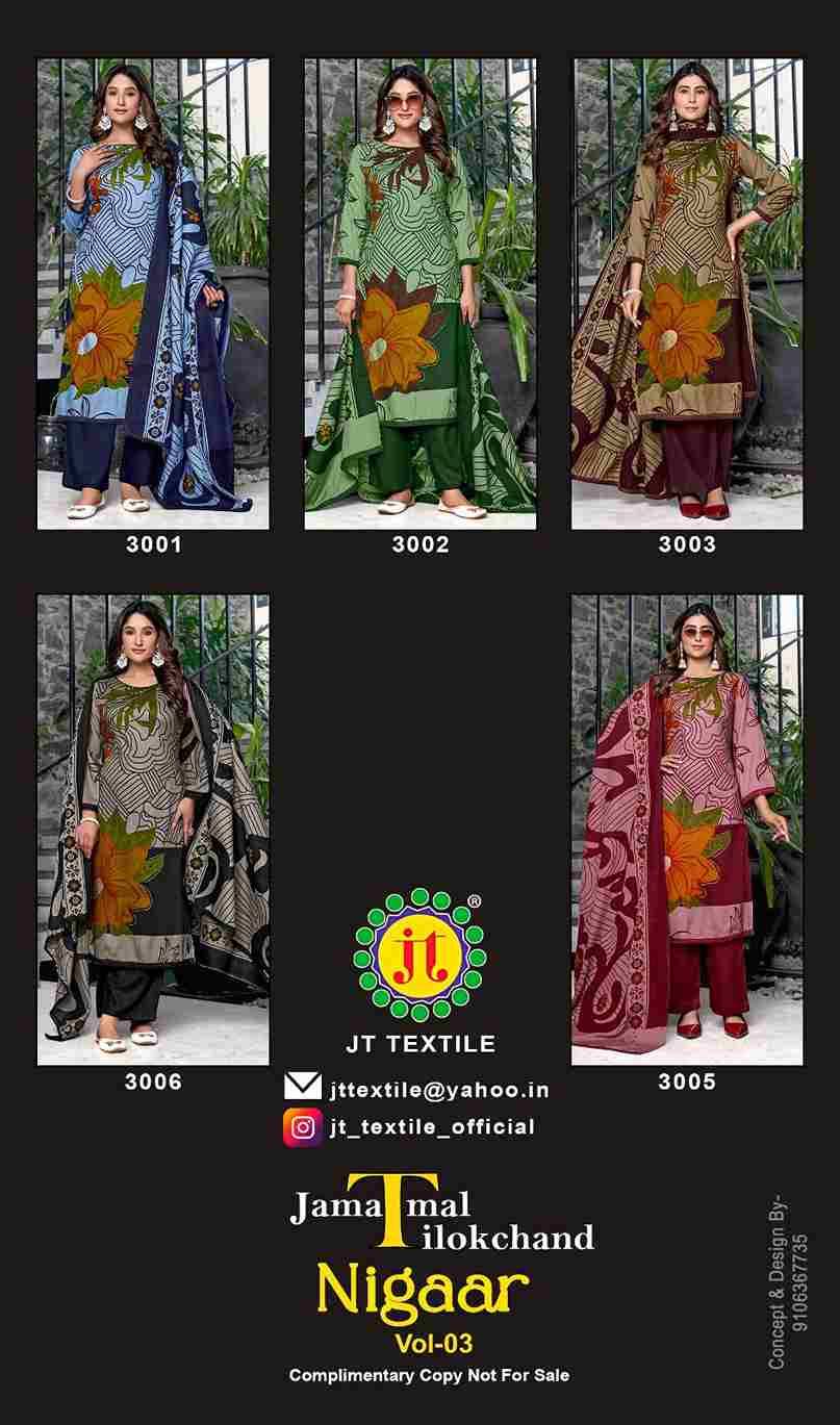 Nigaar Vol-3 By JT 3001 To 3005 Series Beautiful Festive Suits Colorful Stylish Fancy Casual Wear & Ethnic Wear Rayon Dresses At Wholesale Price