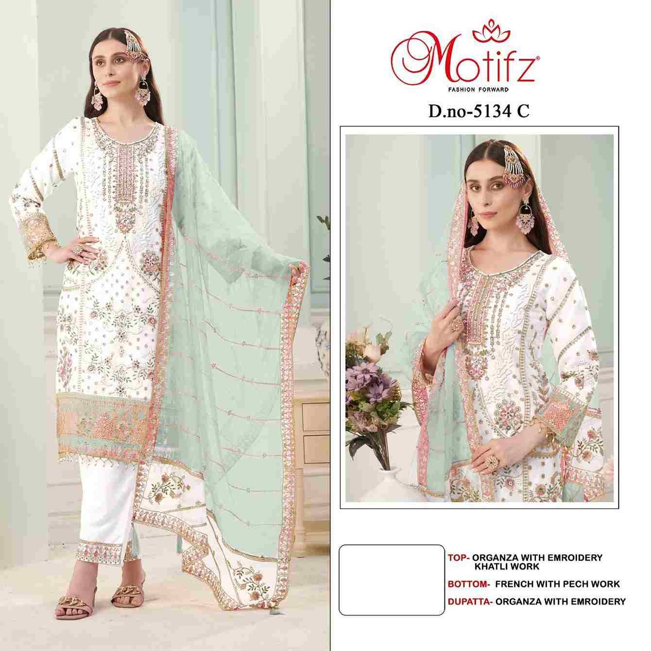 Motifz Hit Design 5134 Colours By Motifz 5134-A To 5134-D Series Beautiful Pakistani Suits Colorful Stylish Fancy Casual Wear & Ethnic Wear Organza Dresses At Wholesale Price