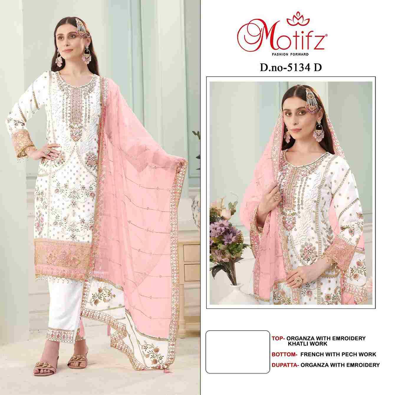 Motifz Hit Design 5134 Colours By Motifz 5134-A To 5134-D Series Beautiful Pakistani Suits Colorful Stylish Fancy Casual Wear & Ethnic Wear Organza Dresses At Wholesale Price