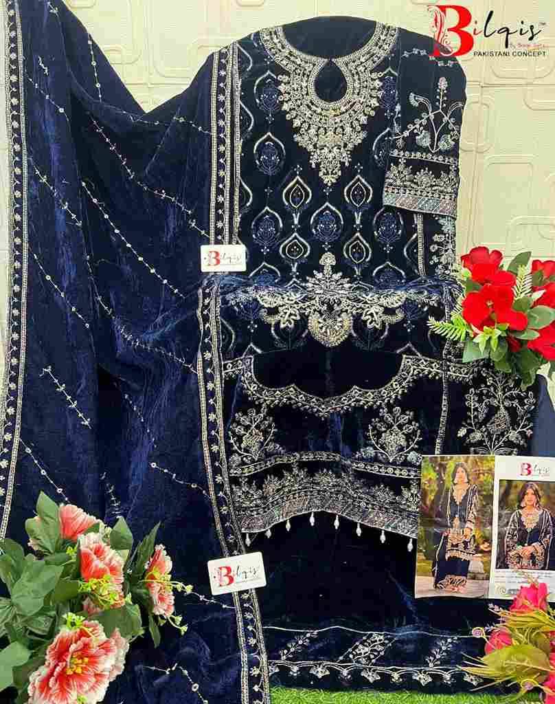 Bilqis 215 Colours Vol-2 By Bilqis 215-E To 215-H Series Beautiful Pakistani Suits Stylish Fancy Colorful Party Wear & Occasional Wear Velvet Embroidery Dresses At Wholesale Price