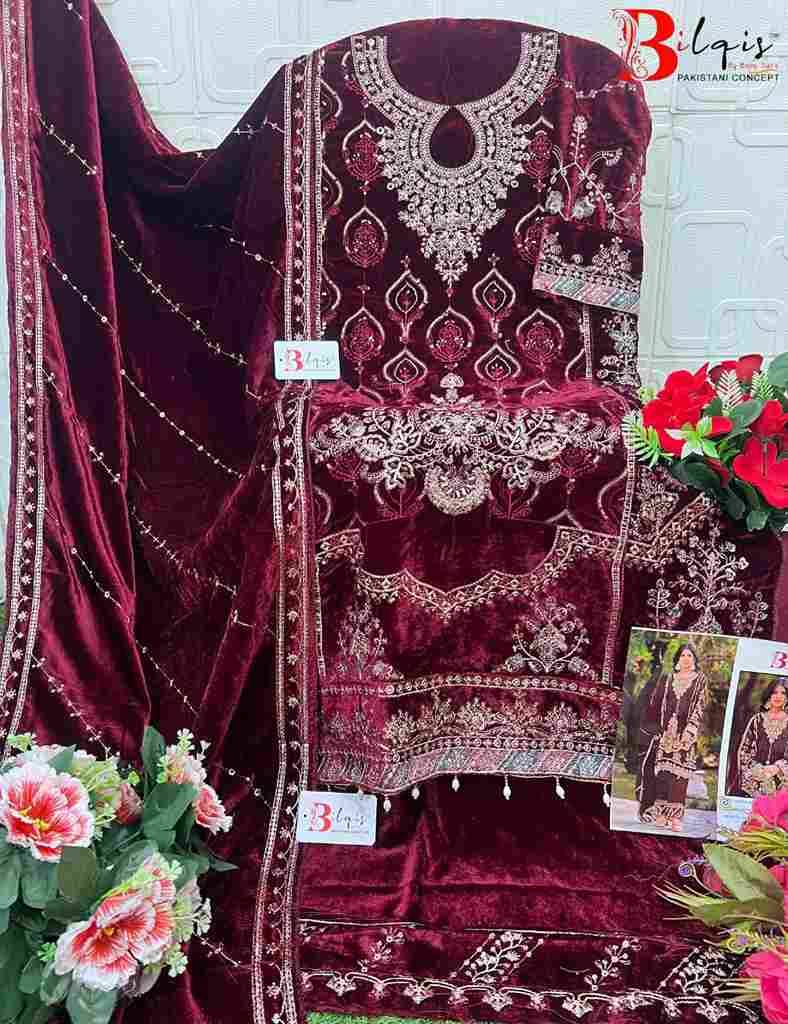Bilqis 215 Colours Vol-2 By Bilqis 215-E To 215-H Series Beautiful Pakistani Suits Stylish Fancy Colorful Party Wear & Occasional Wear Velvet Embroidery Dresses At Wholesale Price