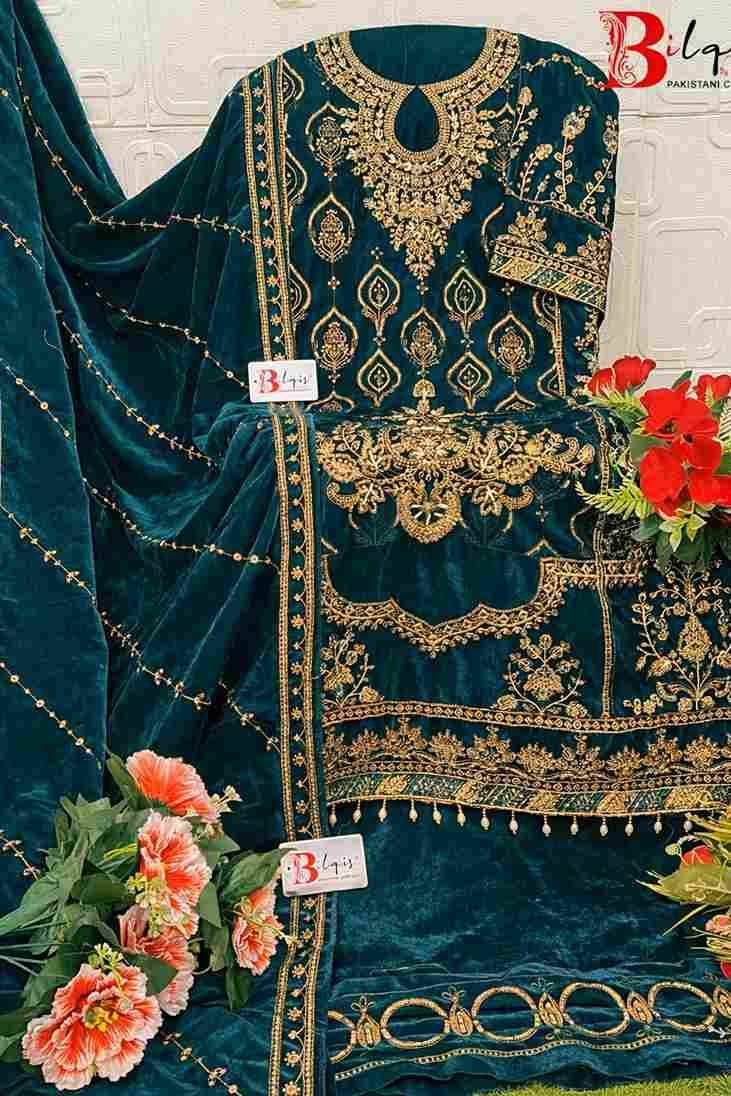 Bilqis 215 Colours Vol-2 By Bilqis 215-E To 215-H Series Beautiful Pakistani Suits Stylish Fancy Colorful Party Wear & Occasional Wear Velvet Embroidery Dresses At Wholesale Price