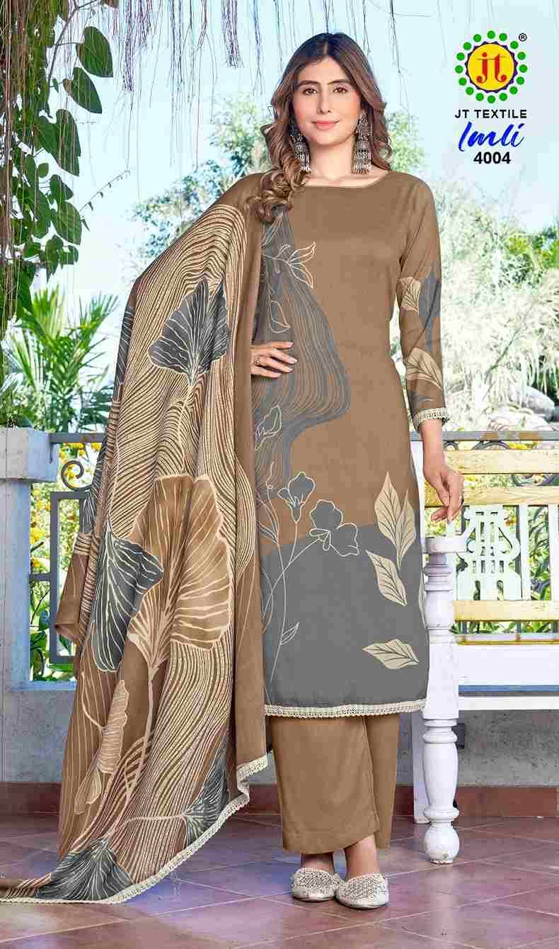 Imli Vol-4 By JT 4001 To 4005 Series Beautiful Festive Suits Colorful Stylish Fancy Casual Wear & Ethnic Wear Rayon Dresses At Wholesale Price