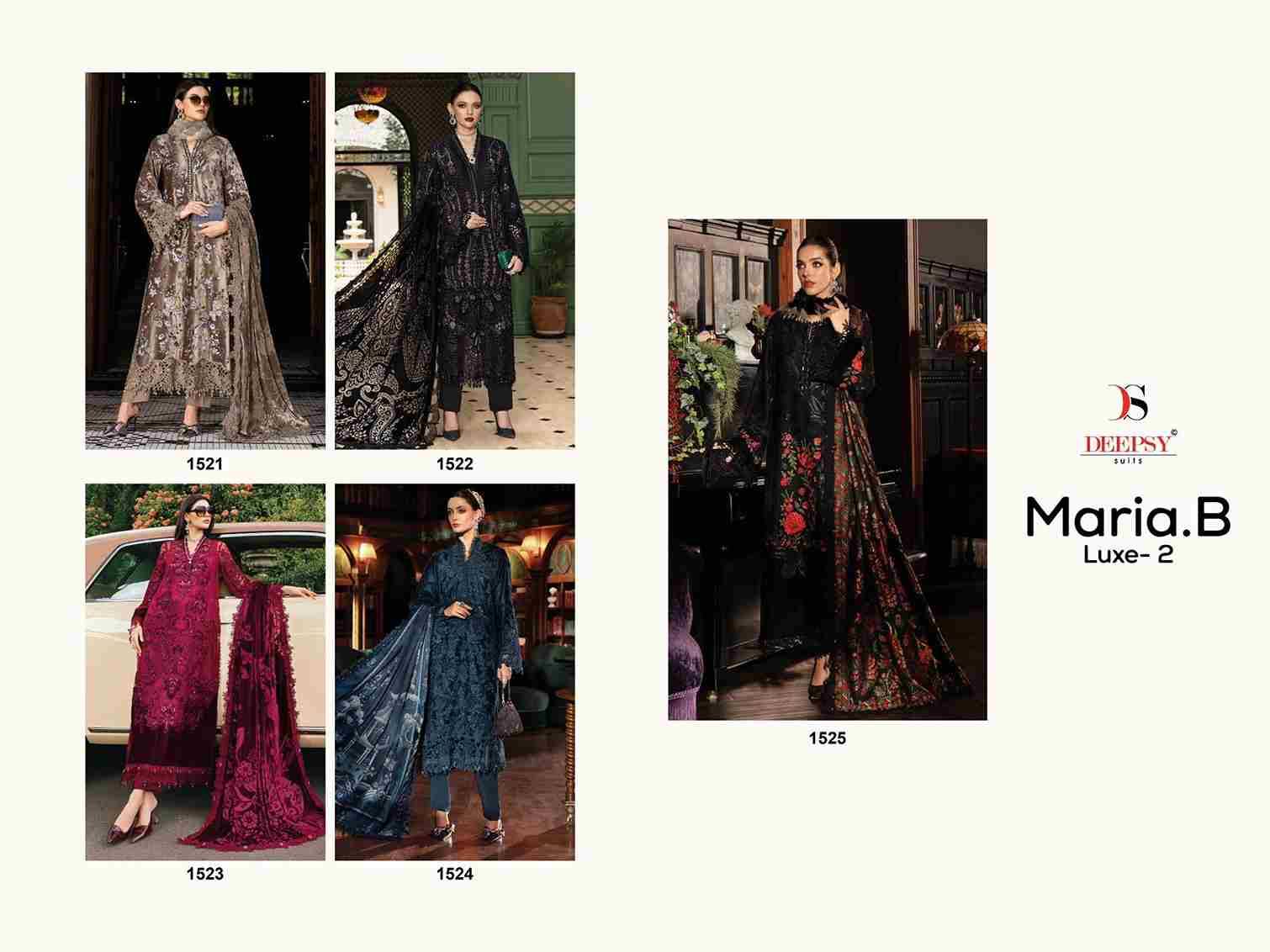 Maria.B Luxe Vol-2 By Deepsy Suits 1521 To 1525 Series Pakistani Stylish Beautiful Colourful Printed & Embroidered Party Wear & Occasional Wear Pure Viscose Rayon Dresses At Wholesale Price