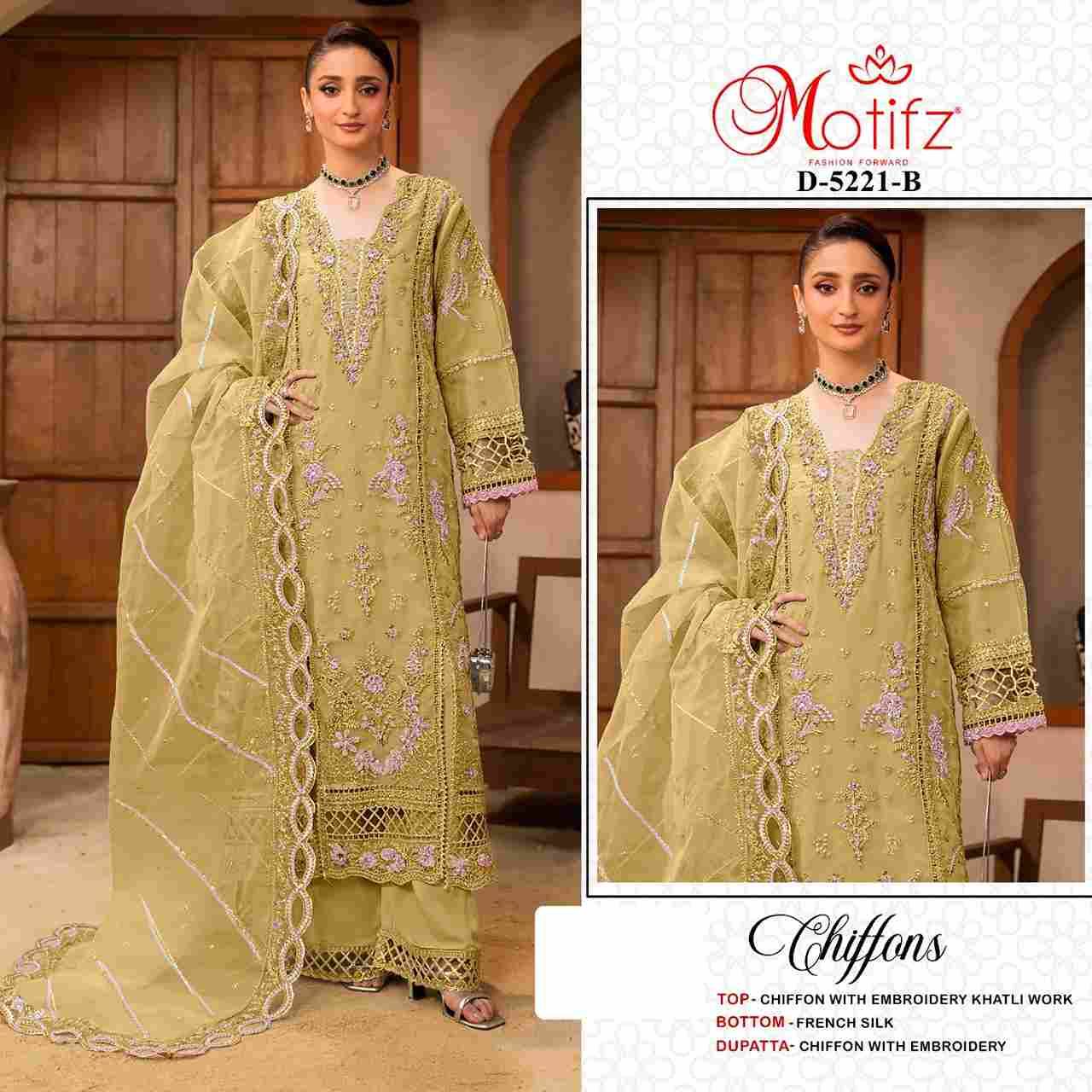 Motifz Hit Design 5221 Colours By Motifz 5221-A To 5221-D Series Beautiful Pakistani Suits Colorful Stylish Fancy Casual Wear & Ethnic Wear Chiffon Dresses At Wholesale Price