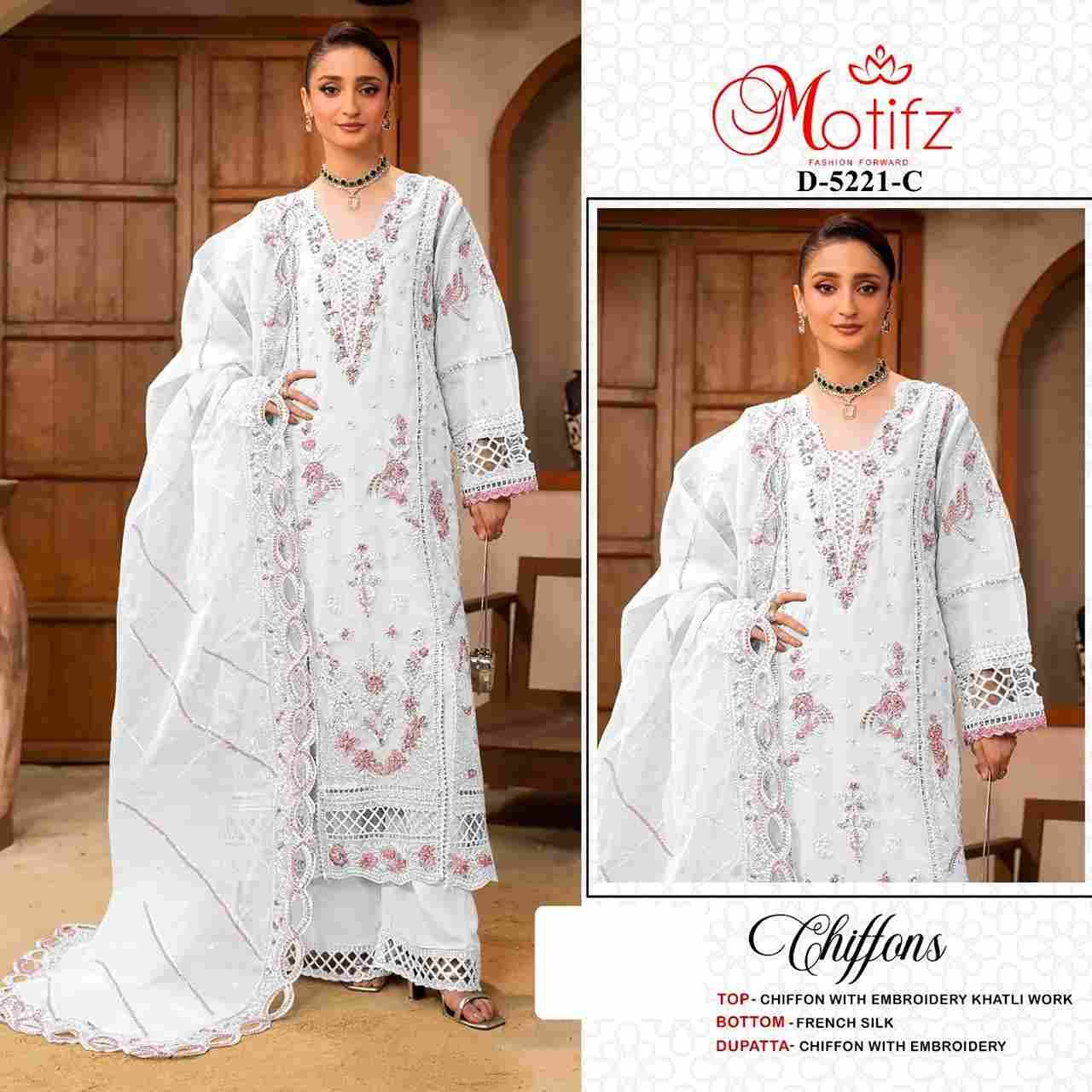 Motifz Hit Design 5221 Colours By Motifz 5221-A To 5221-D Series Beautiful Pakistani Suits Colorful Stylish Fancy Casual Wear & Ethnic Wear Chiffon Dresses At Wholesale Price