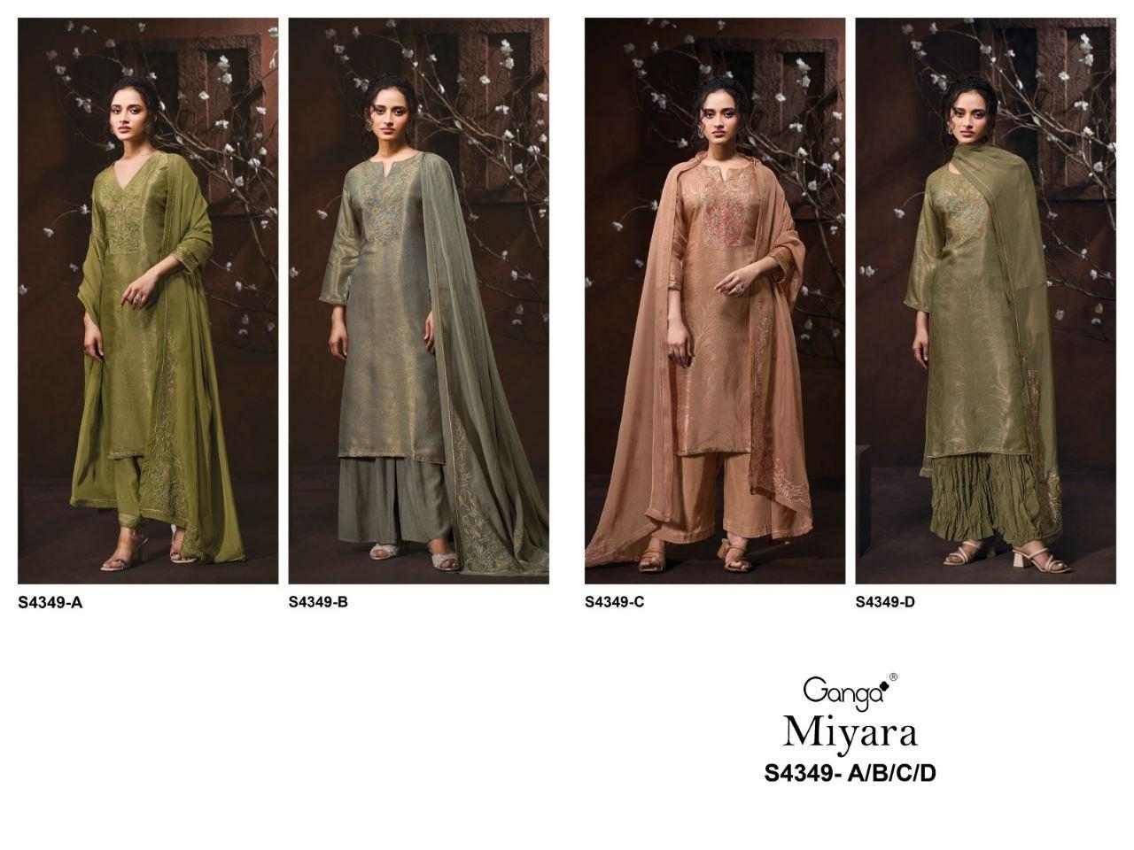 Miyara-4349 By Ganga Fashion 4349-A To 4349-D Series Beautiful Festive Suits Stylish Colorful Fancy Casual Wear & Ethnic Wear Premium Bemberg Silk Jacquard Print Dresses At Wholesale Price