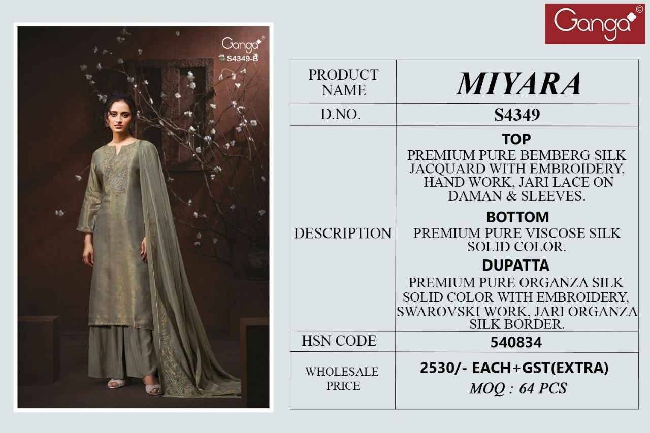 Miyara-4349 By Ganga Fashion 4349-A To 4349-D Series Beautiful Festive Suits Stylish Colorful Fancy Casual Wear & Ethnic Wear Premium Bemberg Silk Jacquard Print Dresses At Wholesale Price