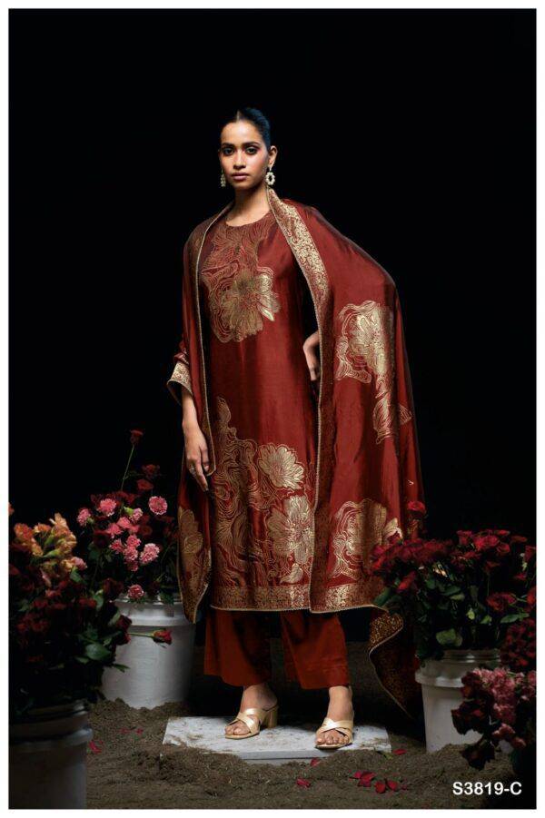 Nyasha-3819 By Ganga Fashion 3819-A To 3819-D Series Beautiful Festive Suits Stylish Colorful Fancy Casual Wear & Ethnic Wear Premium Viscose Silk Jacquard Print Dresses At Wholesale Price