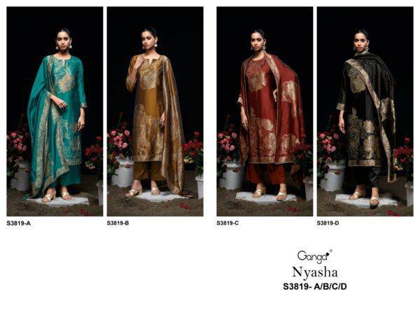 Nyasha-3819 By Ganga Fashion 3819-A To 3819-D Series Beautiful Festive Suits Stylish Colorful Fancy Casual Wear & Ethnic Wear Premium Viscose Silk Jacquard Print Dresses At Wholesale Price