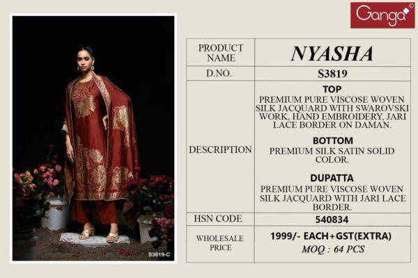 Nyasha-3819 By Ganga Fashion 3819-A To 3819-D Series Beautiful Festive Suits Stylish Colorful Fancy Casual Wear & Ethnic Wear Premium Viscose Silk Jacquard Print Dresses At Wholesale Price