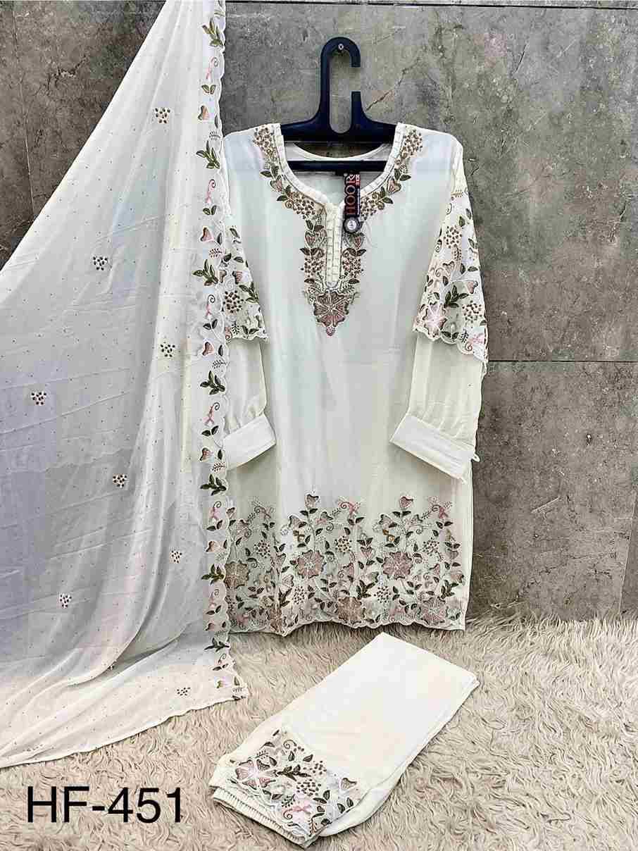 Hoor Tex Hit Design HF-451 Colours By Hoor Tex HF-451-A To HF-451-D Series Designer Festive Pakistani Suits Collection Beautiful Stylish Fancy Colorful Party Wear & Occasional Wear Heavy Georgette With Embroidered Dresses At Wholesale Price