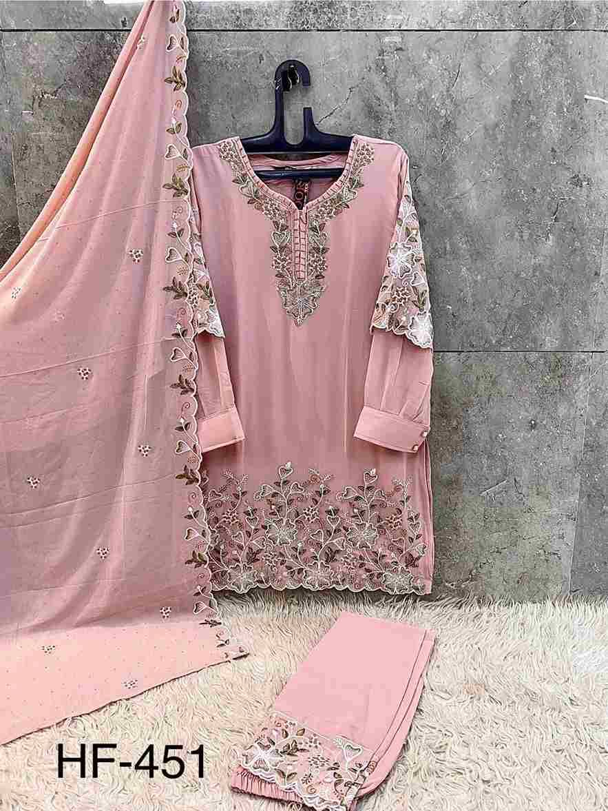 Hoor Tex Hit Design HF-451 Colours By Hoor Tex HF-451-A To HF-451-D Series Designer Festive Pakistani Suits Collection Beautiful Stylish Fancy Colorful Party Wear & Occasional Wear Heavy Georgette With Embroidered Dresses At Wholesale Price