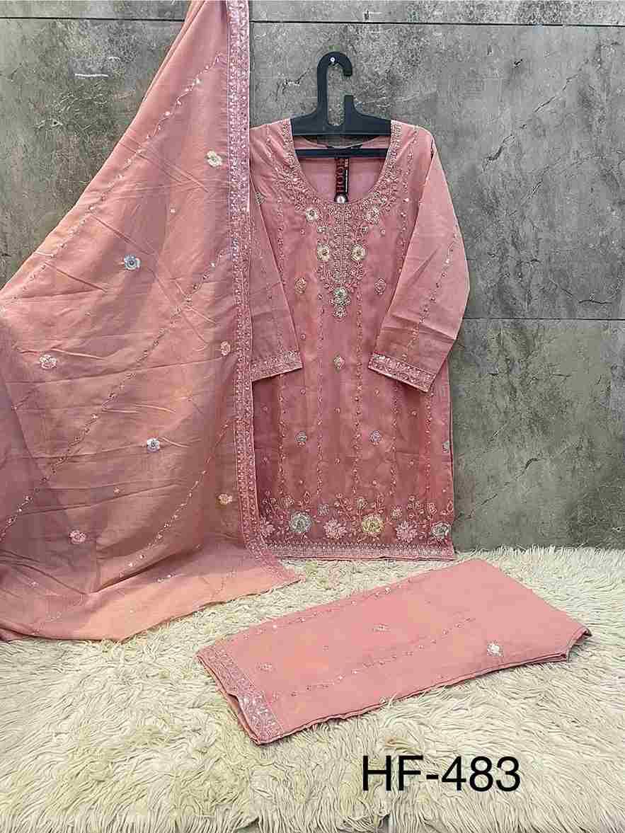 Hoor Tex Hit Design HF-483 Colours By Hoor Tex HF-483-A To HF-483-D Series Designer Festive Pakistani Suits Collection Beautiful Stylish Fancy Colorful Party Wear & Occasional Wear Heavy Chiffon With Embroidered Dresses At Wholesale Price
