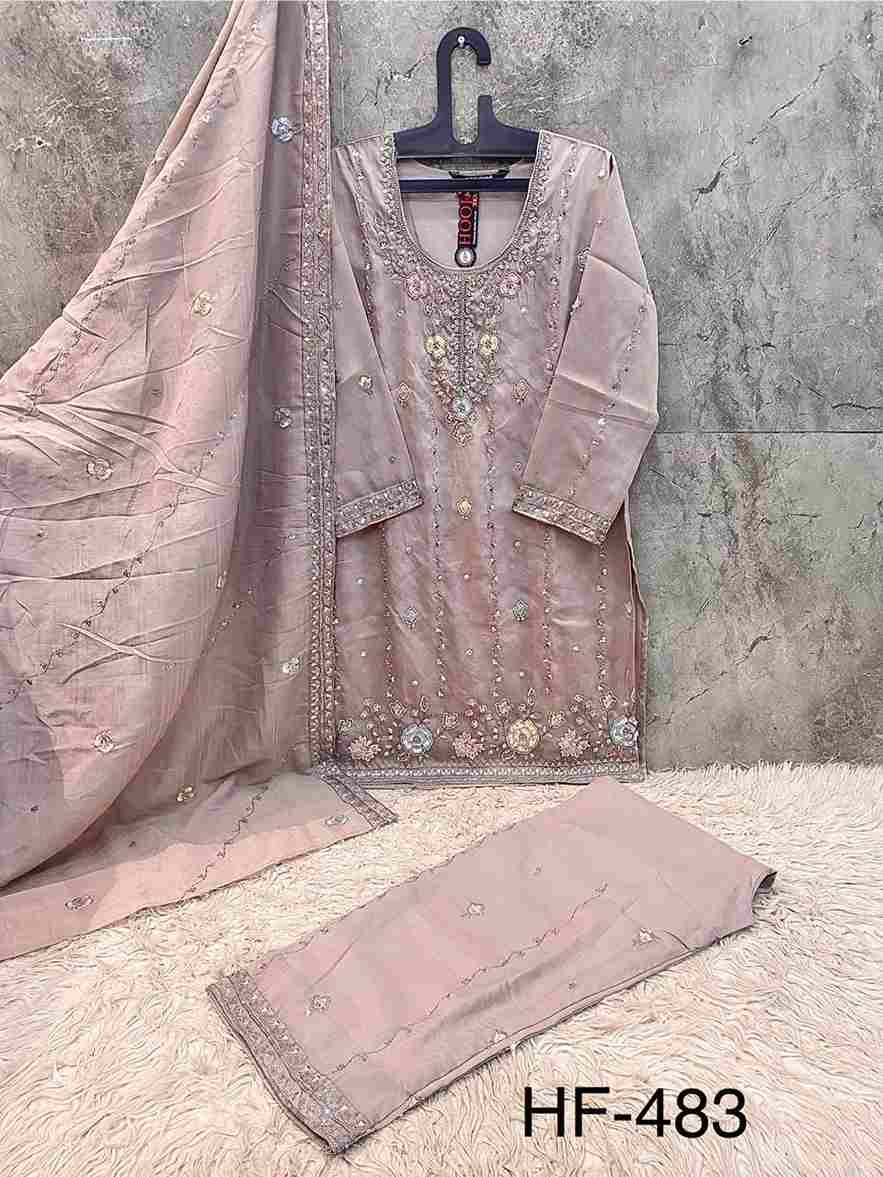 Hoor Tex Hit Design HF-483 Colours By Hoor Tex HF-483-A To HF-483-D Series Designer Festive Pakistani Suits Collection Beautiful Stylish Fancy Colorful Party Wear & Occasional Wear Heavy Chiffon With Embroidered Dresses At Wholesale Price