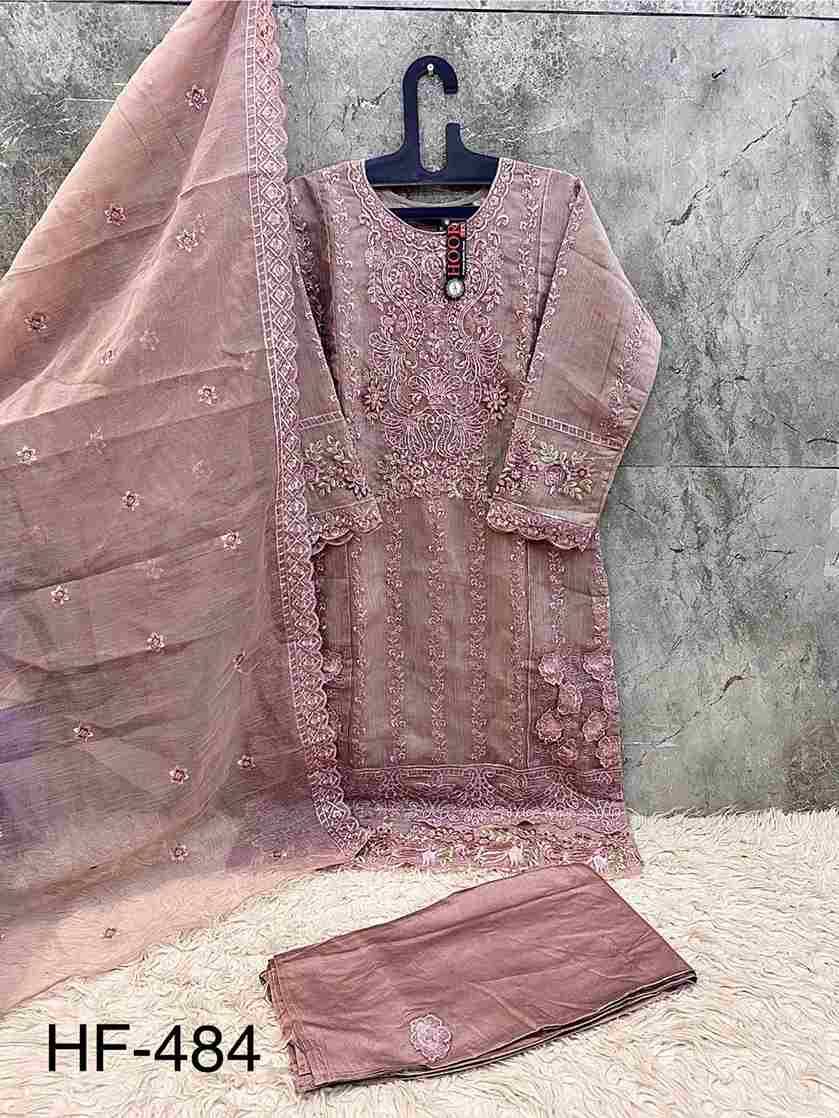 Hoor Tex Hit Design HF-484 Colours By Hoor Tex HF-484-A To HF-484-D Series Designer Festive Pakistani Suits Collection Beautiful Stylish Fancy Colorful Party Wear & Occasional Wear Heavy Organza With Embroidered Dresses At Wholesale Price