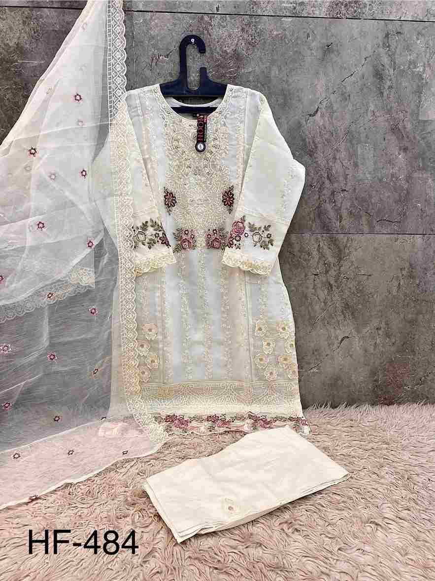 Hoor Tex Hit Design HF-484 Colours By Hoor Tex HF-484-A To HF-484-D Series Designer Festive Pakistani Suits Collection Beautiful Stylish Fancy Colorful Party Wear & Occasional Wear Heavy Organza With Embroidered Dresses At Wholesale Price