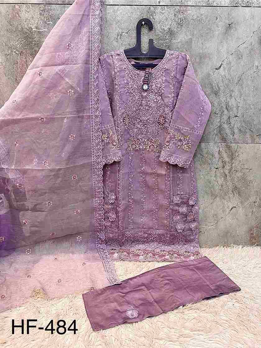 Hoor Tex Hit Design HF-484 Colours By Hoor Tex HF-484-A To HF-484-D Series Designer Festive Pakistani Suits Collection Beautiful Stylish Fancy Colorful Party Wear & Occasional Wear Heavy Organza With Embroidered Dresses At Wholesale Price