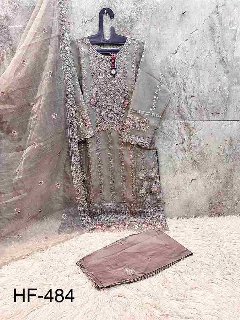 Hoor Tex Hit Design HF-484 Colours By Hoor Tex HF-484-A To HF-484-D Series Designer Festive Pakistani Suits Collection Beautiful Stylish Fancy Colorful Party Wear & Occasional Wear Heavy Organza With Embroidered Dresses At Wholesale Price