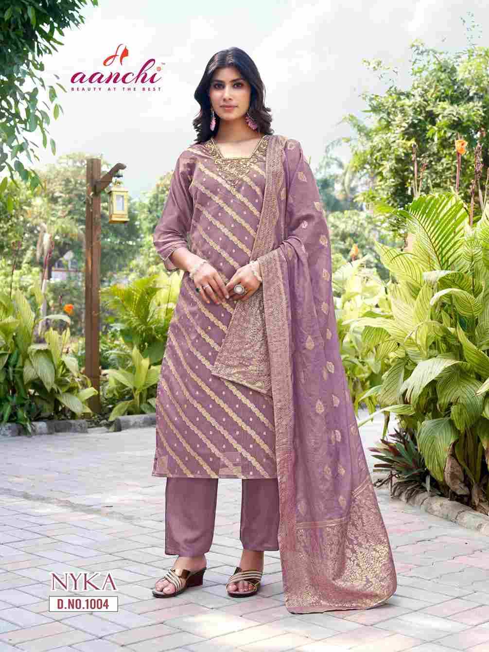 Nyka By Aanchi 1001 To 1004 Series Beautiful Stylish Festive Suits Fancy Colorful Casual Wear & Ethnic Wear & Ready To Wear Jacquard Dresses At Wholesale Price