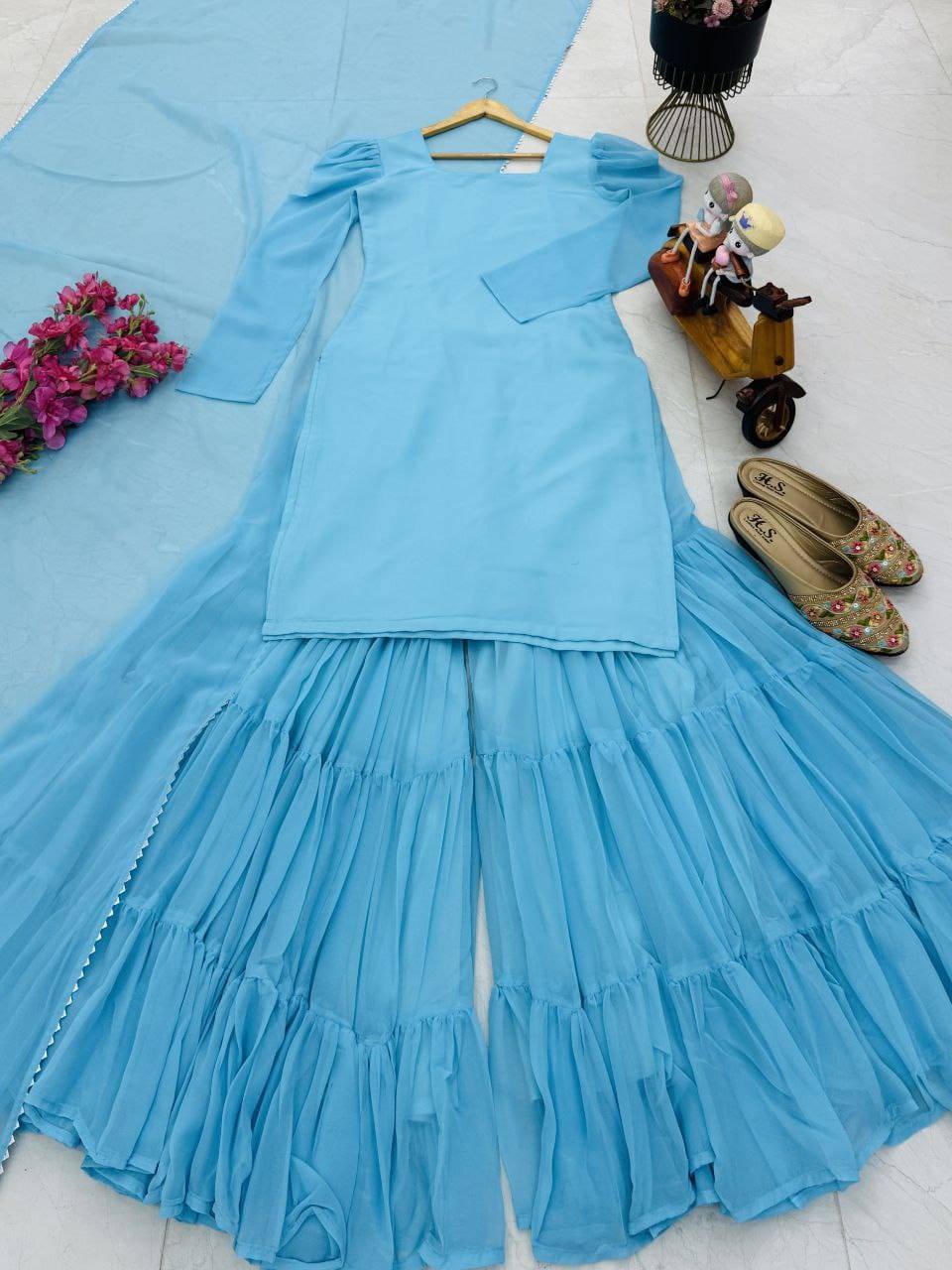 Zf-5053 By Fashid Wholesale 01 To 04 Series Designer Stylish Fancy Colorful Beautiful Party Wear & Ethnic Wear Collection Faux Georgette Dresses At Wholesale Price