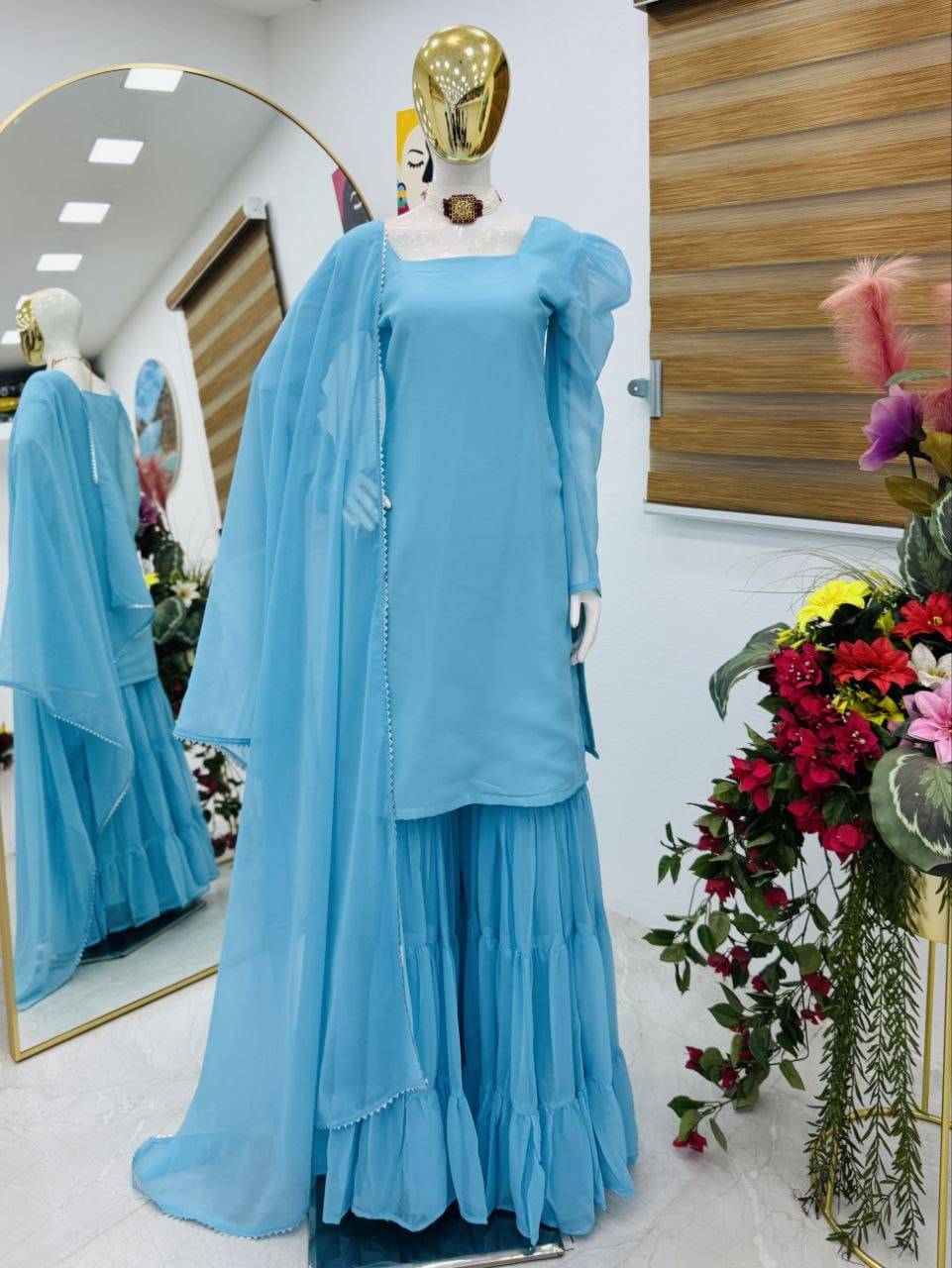 Zf-5053 By Fashid Wholesale 01 To 04 Series Designer Stylish Fancy Colorful Beautiful Party Wear & Ethnic Wear Collection Faux Georgette Dresses At Wholesale Price