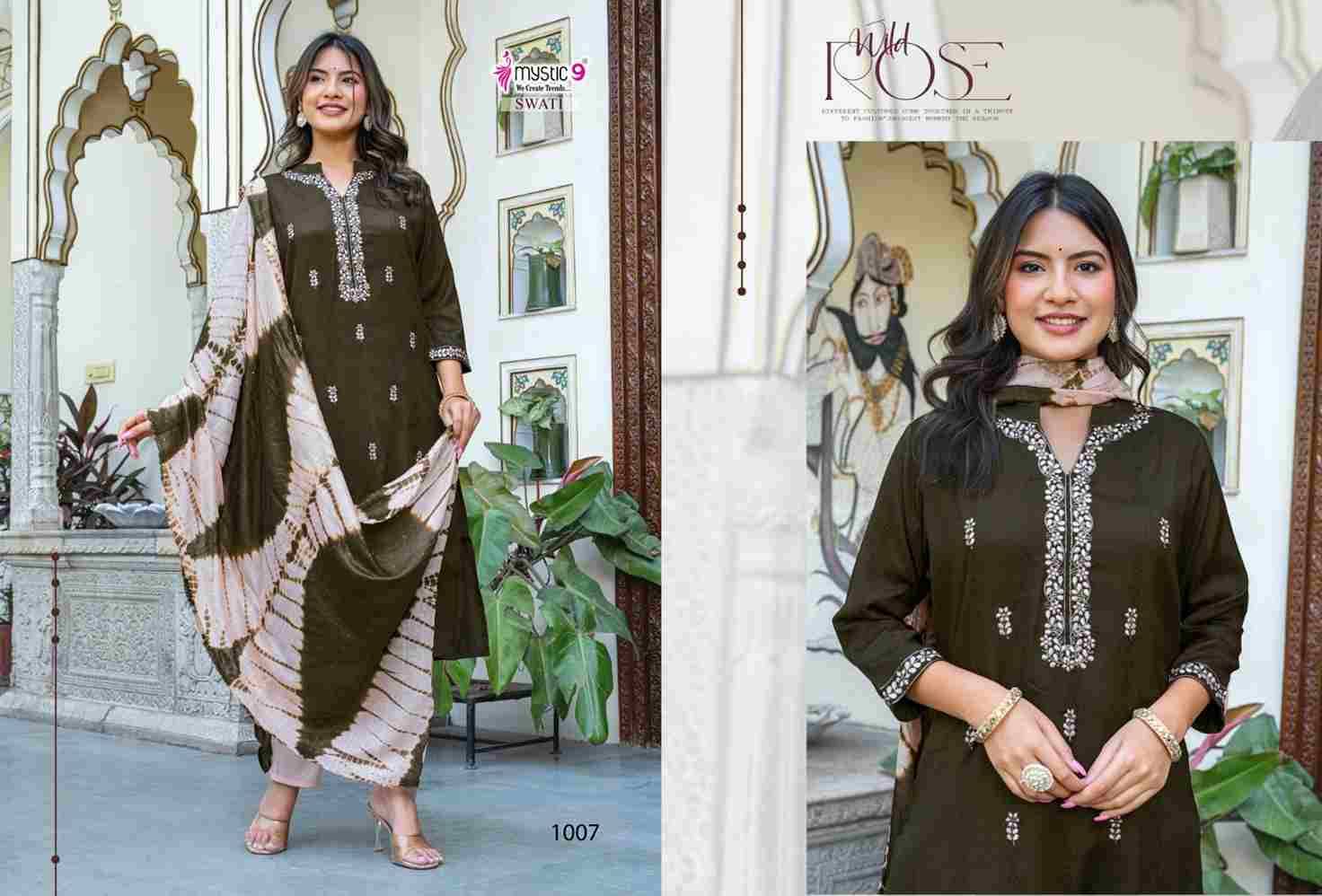 Swati Vol-1 By Mystic 9 1001 To 1008 Series Beautiful Suits Colorful Stylish Fancy Casual Wear & Ethnic Wear Premium Rayon Dresses At Wholesale Price