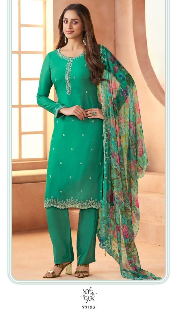 Anmol By Kuleesh 77191 To 77194 Series Designer Festive Suits Collection Beautiful Stylish Fancy Colorful Party Wear & Occasional Wear Chiffon Organza Dresses At Wholesale Price