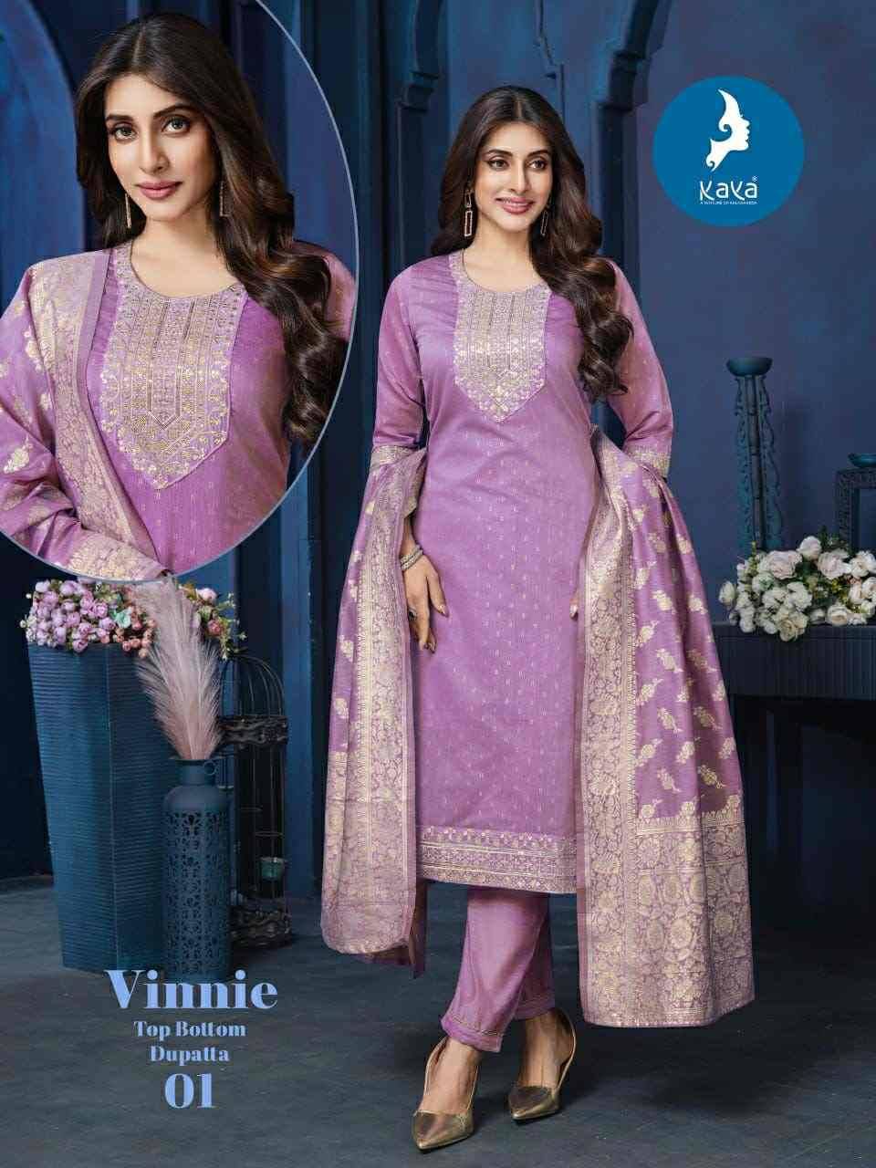 Vinnie By Kaya 01 To 06 Series Beautiful Stylish Festive Suits Fancy Colorful Casual Wear & Ethnic Wear & Ready To Wear Chanderi Jacquard Dresses At Wholesale Price