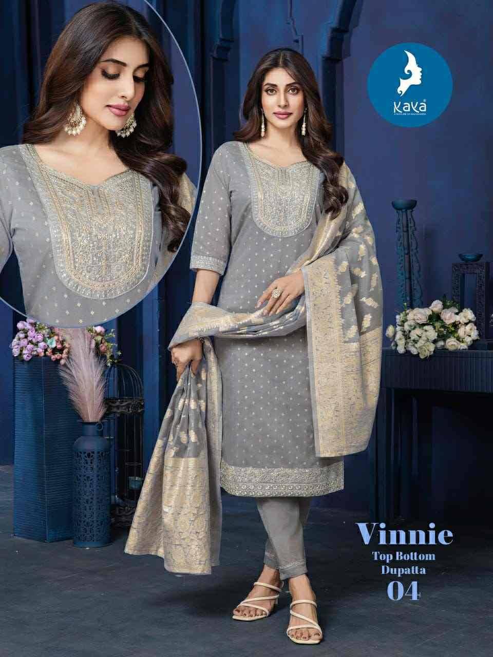 Vinnie By Kaya 01 To 06 Series Beautiful Stylish Festive Suits Fancy Colorful Casual Wear & Ethnic Wear & Ready To Wear Chanderi Jacquard Dresses At Wholesale Price