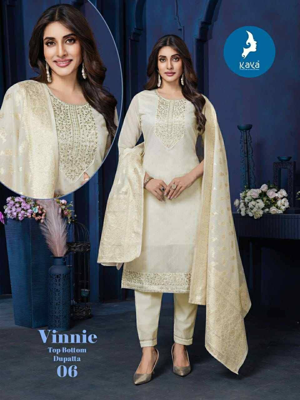 Vinnie By Kaya 01 To 06 Series Beautiful Stylish Festive Suits Fancy Colorful Casual Wear & Ethnic Wear & Ready To Wear Chanderi Jacquard Dresses At Wholesale Price