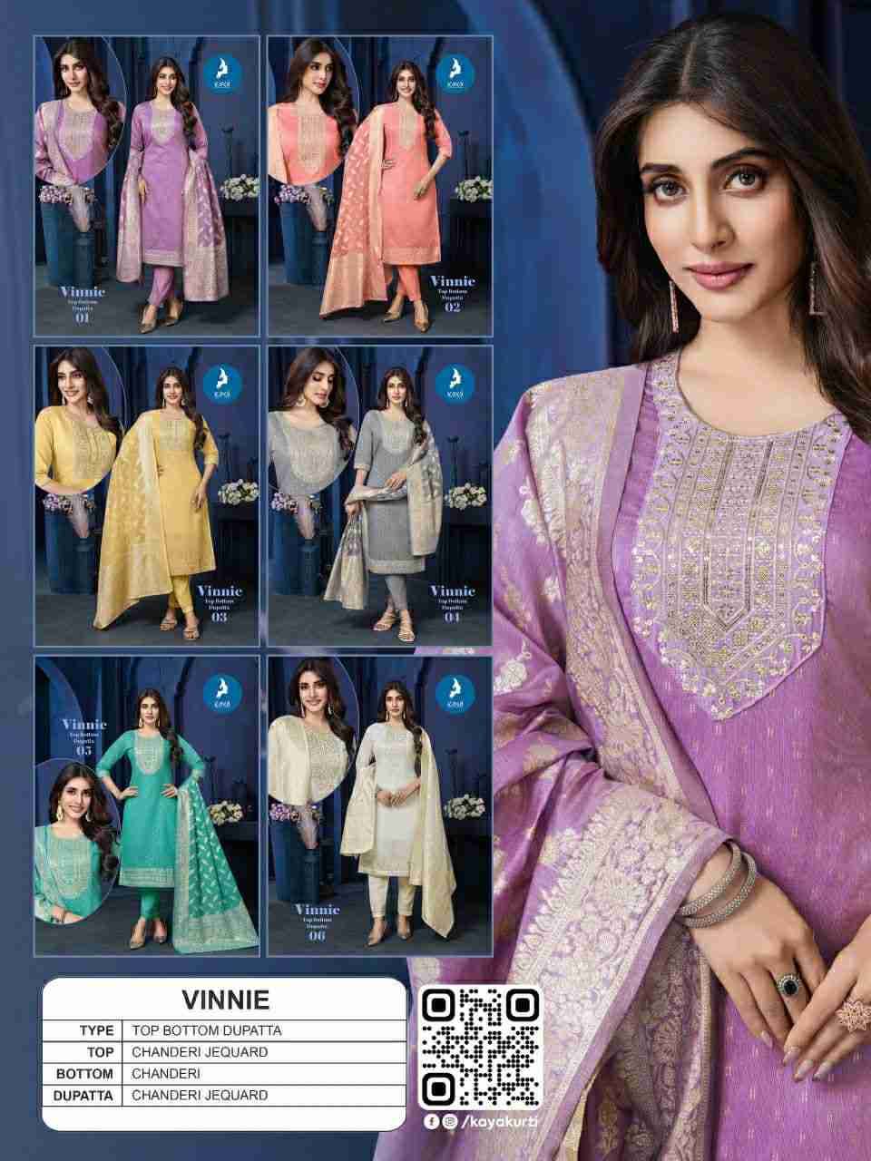 Vinnie By Kaya 01 To 06 Series Beautiful Stylish Festive Suits Fancy Colorful Casual Wear & Ethnic Wear & Ready To Wear Chanderi Jacquard Dresses At Wholesale Price