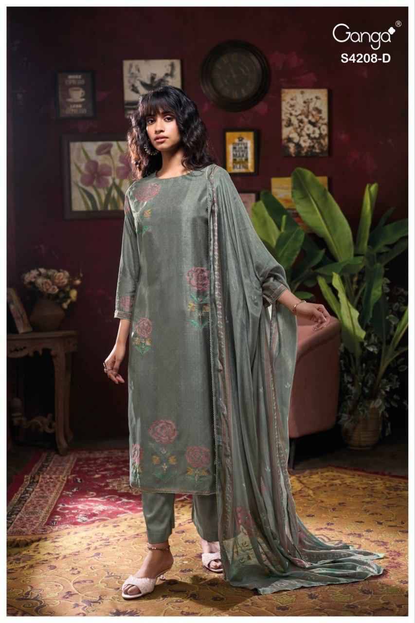 Inaika-4208 By Ganga Fashion 4208-A To 4208-D Series Beautiful Festive Suits Stylish Colorful Fancy Casual Wear & Ethnic Wear Premium Bemberg Silk Print Dresses At Wholesale Price