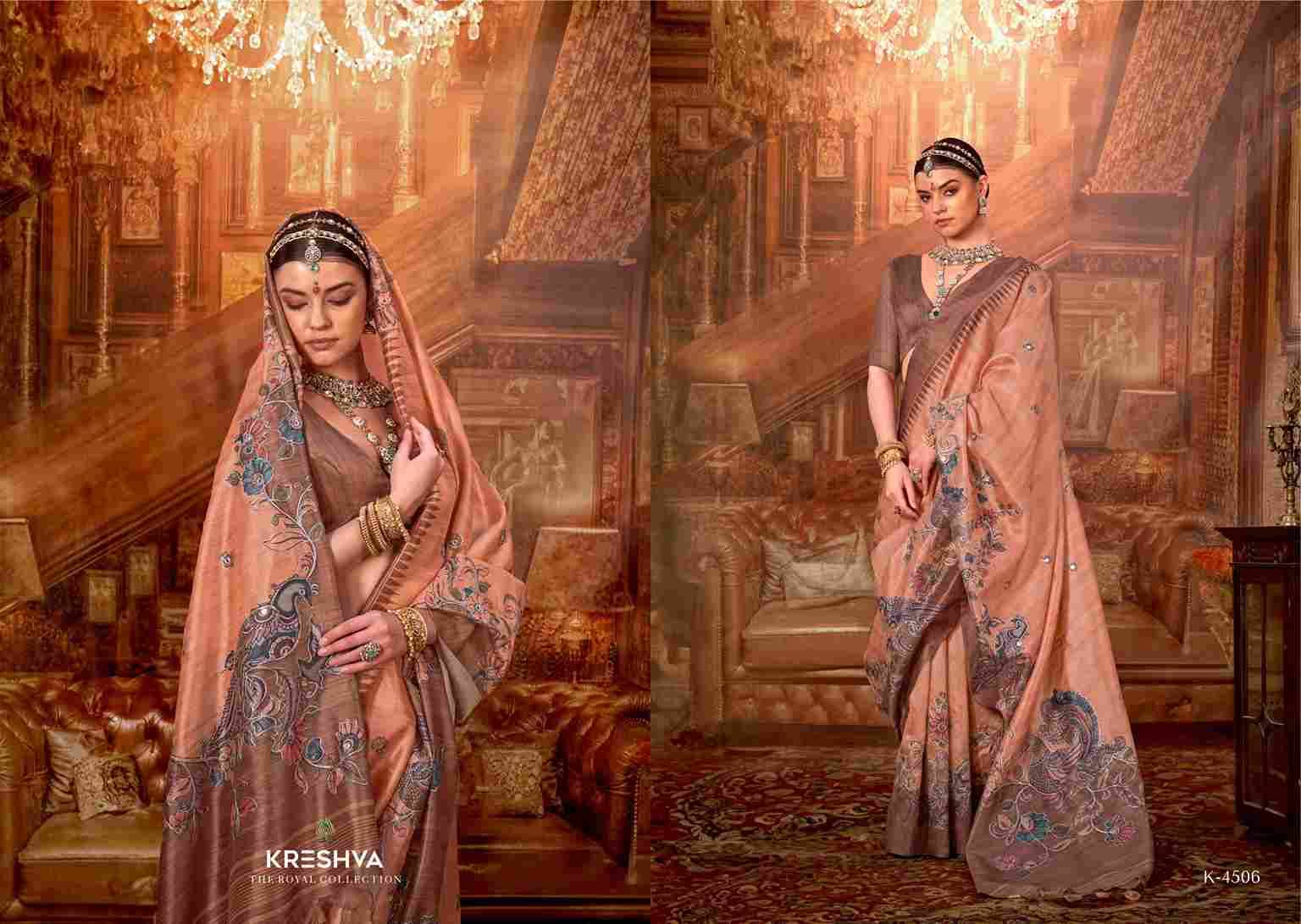 Mor Morni By Kreshva 4506 To 4514 Series Indian Traditional Wear Collection Beautiful Stylish Fancy Colorful Party Wear & Occasional Wear Tussar Silk Sarees At Wholesale Price