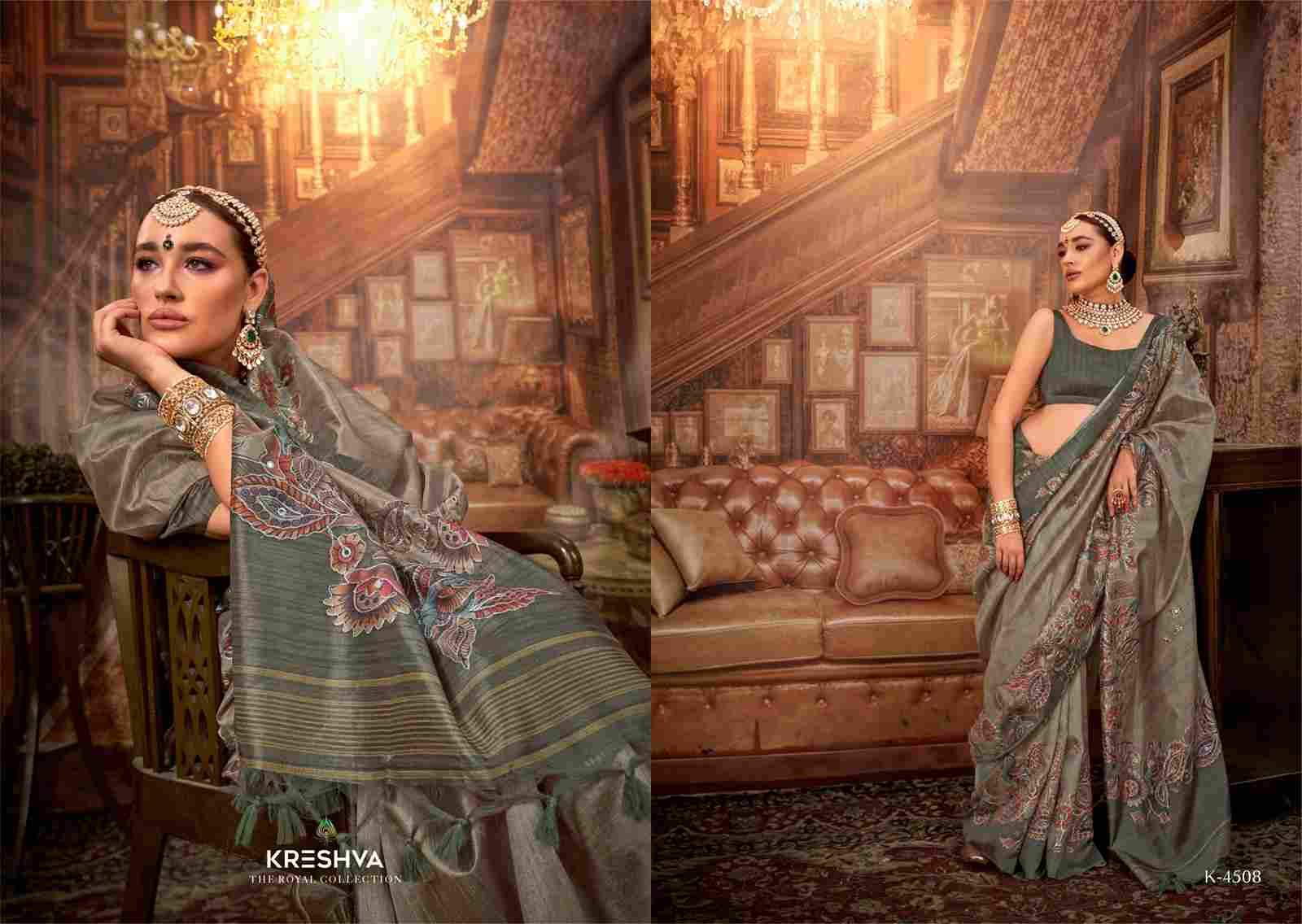 Mor Morni By Kreshva 4506 To 4514 Series Indian Traditional Wear Collection Beautiful Stylish Fancy Colorful Party Wear & Occasional Wear Tussar Silk Sarees At Wholesale Price