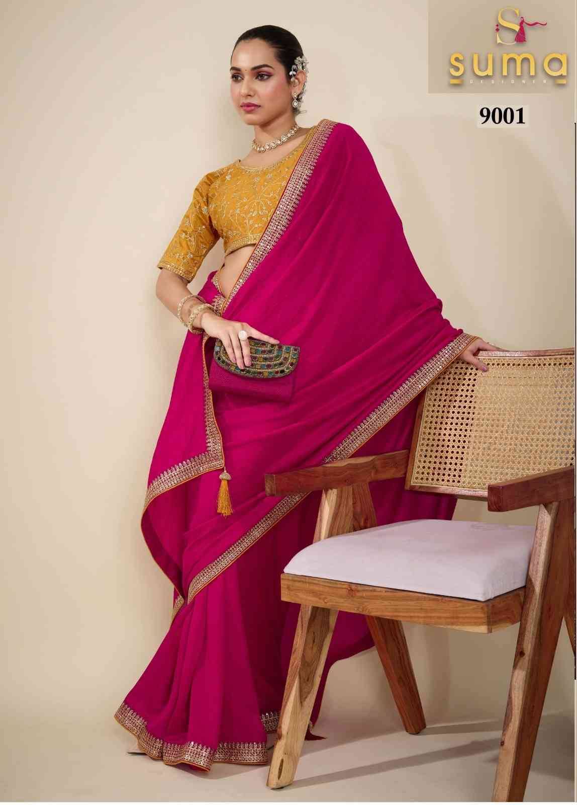 Anumati By Suma 9001 To 9009 Series Indian Traditional Wear Collection Beautiful Stylish Fancy Colorful Party Wear & Occasional Wear Vichitra Sarees At Wholesale Price