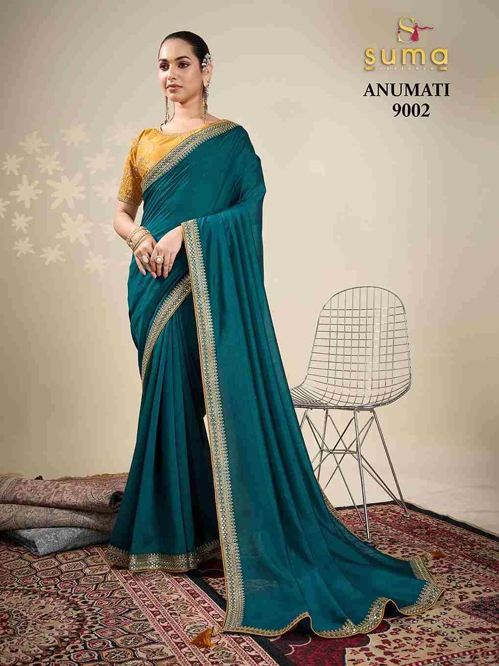 Anumati By Suma 9001 To 9009 Series Indian Traditional Wear Collection Beautiful Stylish Fancy Colorful Party Wear & Occasional Wear Vichitra Sarees At Wholesale Price