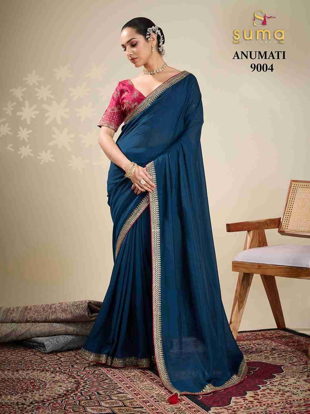 Anumati By Suma 9001 To 9009 Series Indian Traditional Wear Collection Beautiful Stylish Fancy Colorful Party Wear & Occasional Wear Vichitra Sarees At Wholesale Price