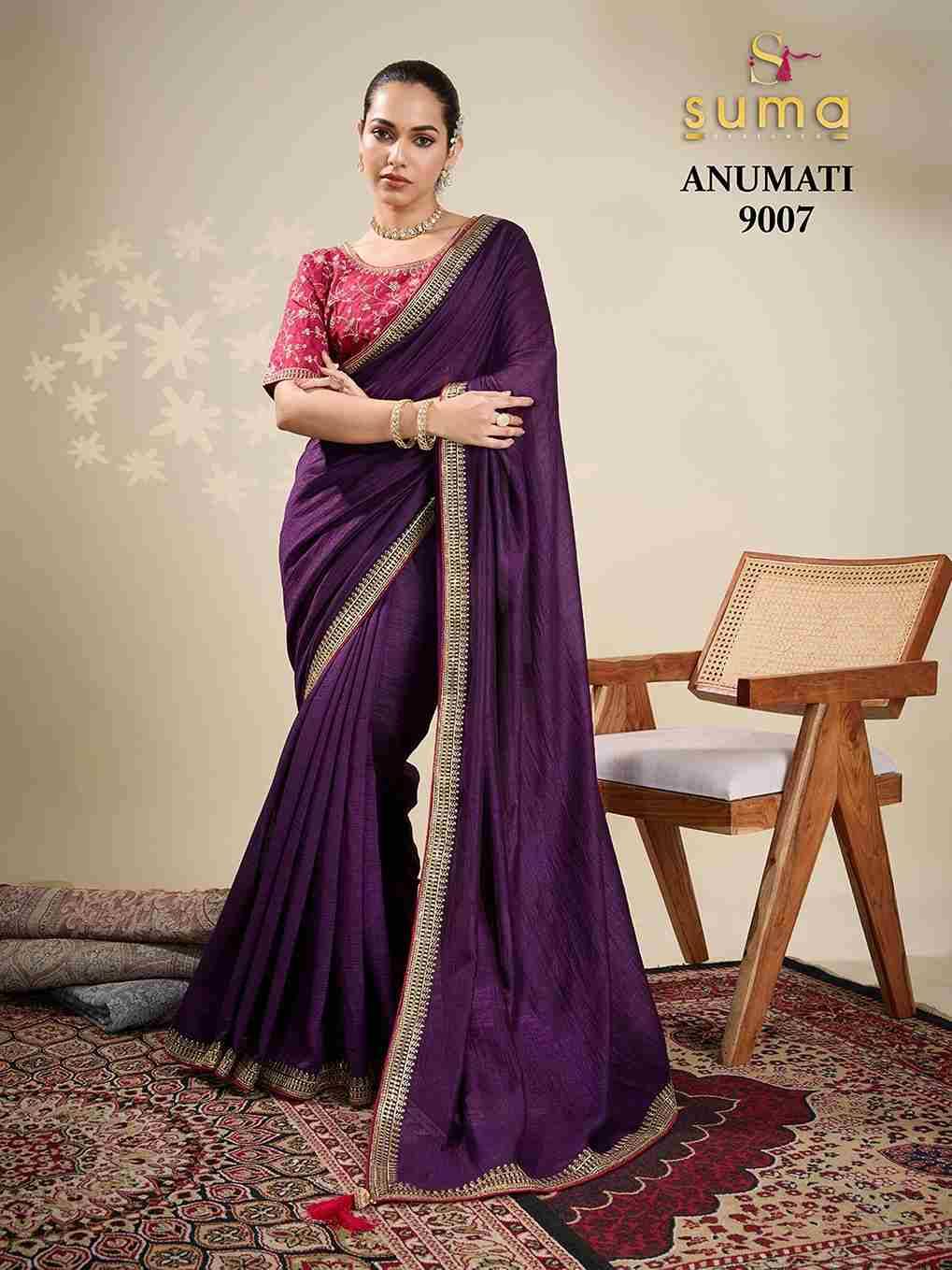 Anumati By Suma 9001 To 9009 Series Indian Traditional Wear Collection Beautiful Stylish Fancy Colorful Party Wear & Occasional Wear Vichitra Sarees At Wholesale Price
