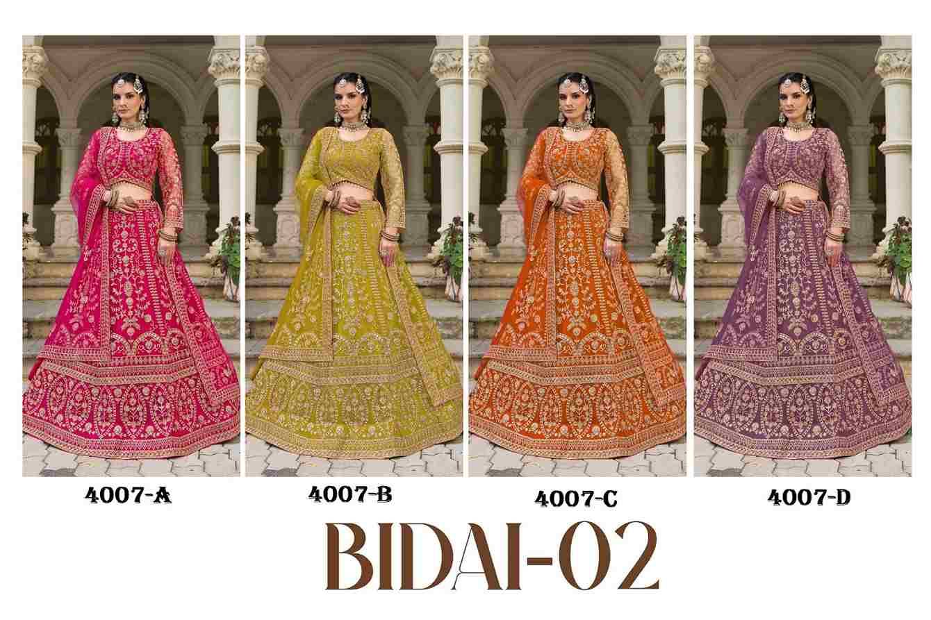 Bidai Vol-2 By Senhora Dresses 4007-A To 4007-D Series Designer Beautiful Collection Occasional Wear & Party Wear Pure Net Lehengas At Wholesale Price