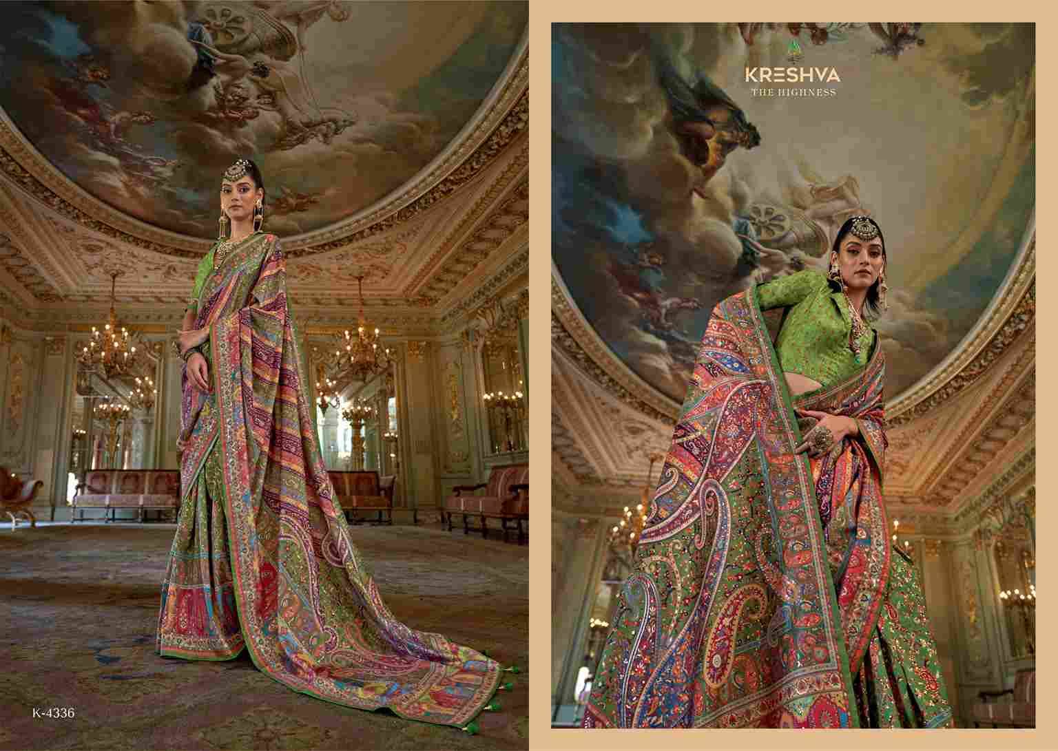 Rani-Mahal By Kreshva 4336 To 4347 Series Indian Traditional Wear Collection Beautiful Stylish Fancy Colorful Party Wear & Occasional Wear Tussar Silk Sarees At Wholesale Price