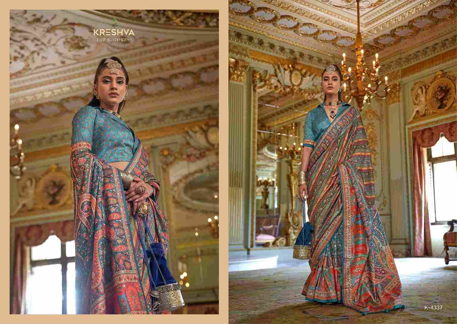 Rani-Mahal By Kreshva 4336 To 4347 Series Indian Traditional Wear Collection Beautiful Stylish Fancy Colorful Party Wear & Occasional Wear Tussar Silk Sarees At Wholesale Price