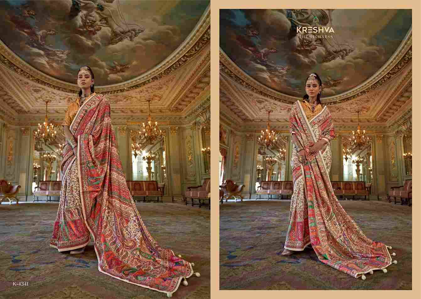 Rani-Mahal By Kreshva 4336 To 4347 Series Indian Traditional Wear Collection Beautiful Stylish Fancy Colorful Party Wear & Occasional Wear Tussar Silk Sarees At Wholesale Price