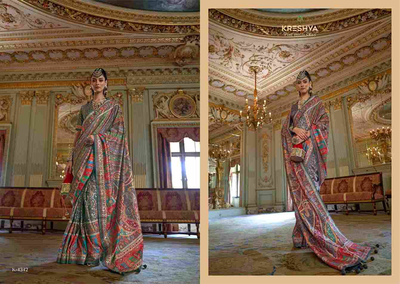 Rani-Mahal By Kreshva 4336 To 4347 Series Indian Traditional Wear Collection Beautiful Stylish Fancy Colorful Party Wear & Occasional Wear Tussar Silk Sarees At Wholesale Price