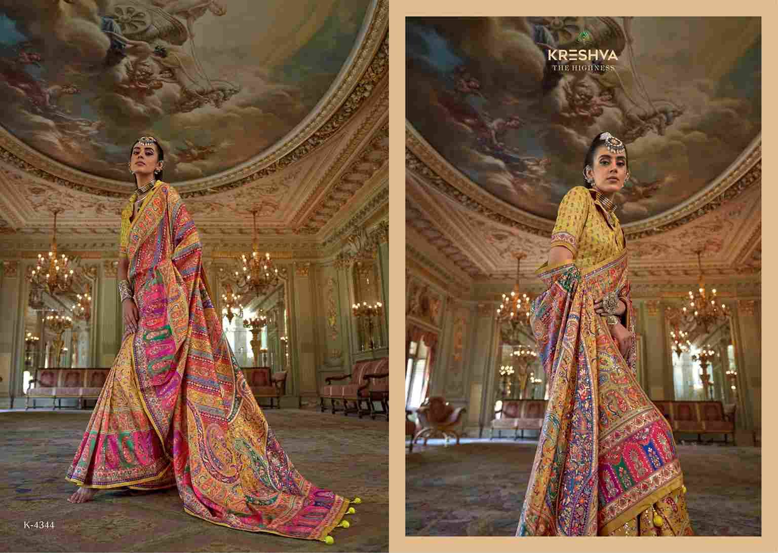 Rani-Mahal By Kreshva 4336 To 4347 Series Indian Traditional Wear Collection Beautiful Stylish Fancy Colorful Party Wear & Occasional Wear Tussar Silk Sarees At Wholesale Price